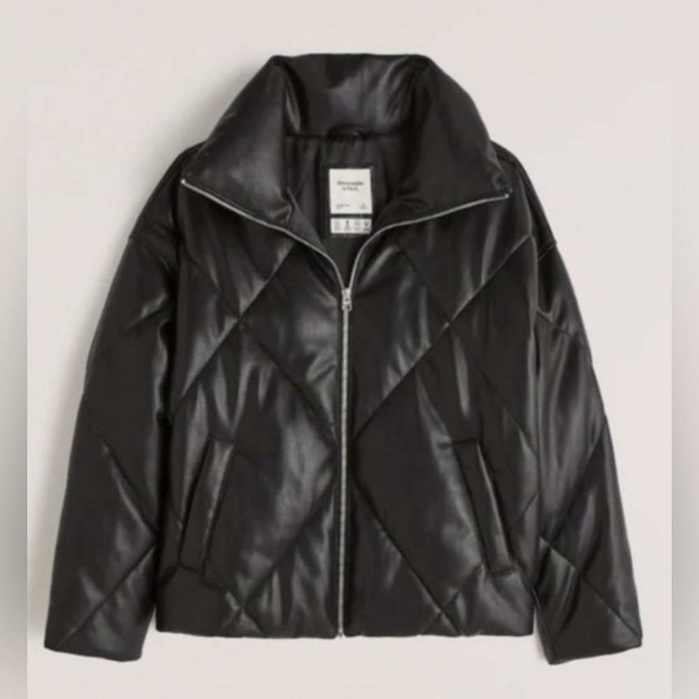 Abercrombie & Fitch Vegan Leather Oversized Diamond Puffer